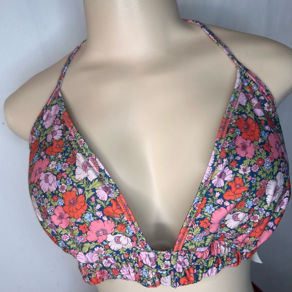 NWT J. Crew Tie-shoulder Ruched Bikini Top in Liberty Meadow Song fabric Size 2X